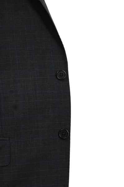 Pronto Uomo Men Dark Gray 100% Wool Check Suit Jacket Size 42