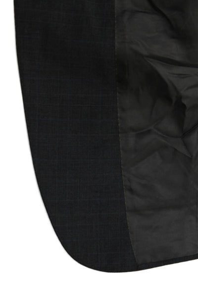 Pronto Uomo Men Dark Gray 100% Wool Check Suit Jacket Size 42
