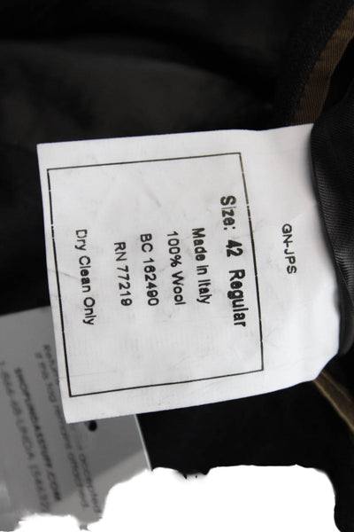 Pronto Uomo Men Dark Gray 100% Wool Check Suit Jacket Size 42