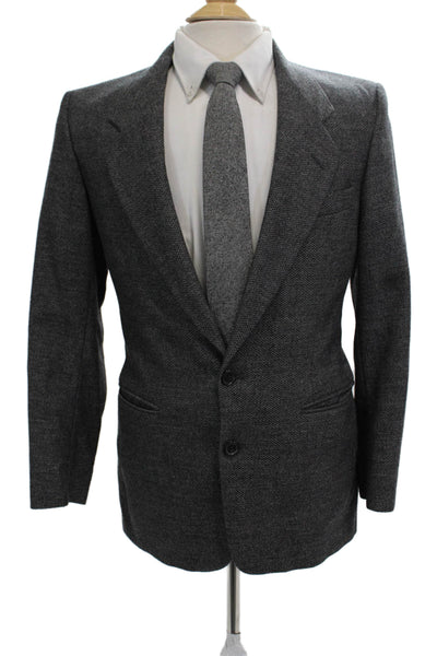 Tallia Men Gray Herringbone Wool Blend Blazer Button Collared Size 36