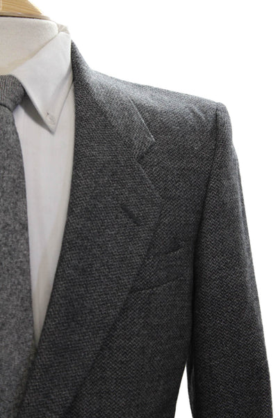 Tallia Men Gray Herringbone Wool Blend Blazer Button Collared Size 36