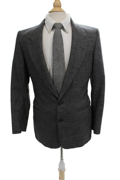 Tallia Men Gray Herringbone Wool Blend Blazer Button Collared Size 36