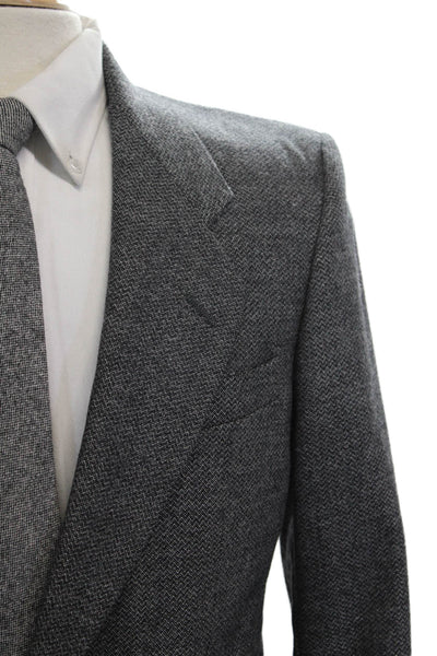 Tallia Men Gray Herringbone Wool Blend Blazer Button Collared Size 36