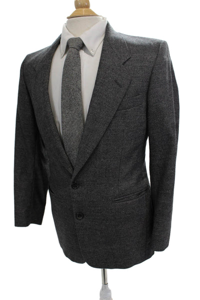 Tallia Men Gray Herringbone Wool Blend Blazer Button Collared Size 36