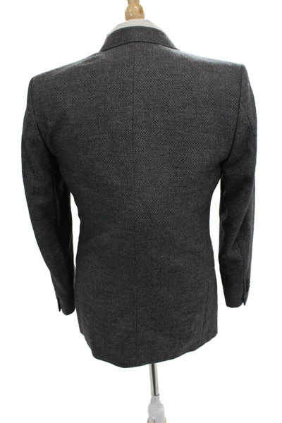 Tallia Men Gray Herringbone Wool Blend Blazer Button Collared Size 36