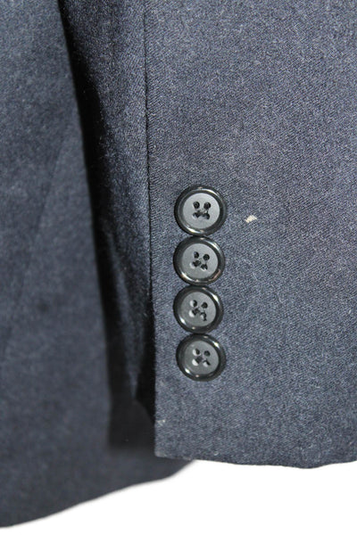 Hickey Mens Dark Blue Wool Blend Blazer Classic Collared Button Size 42