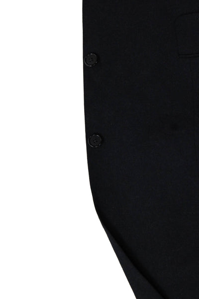 Hickey Mens Dark Blue Wool Blend Blazer Classic Collared Button Size 42