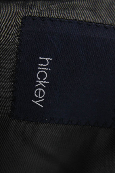 Hickey Mens Dark Blue Wool Blend Blazer Classic Collared Button Size 42