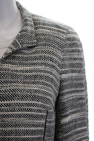 Akris Women Black Silk Striped Collared Blazer Zip Closure Size 10