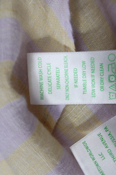 Lilly Pulitzer Womens Beige Striped Linen Button-Up Long Sleeve Top Size M
