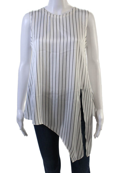 Theory Women Tunic Sleeveless Striped White Blouse Size S