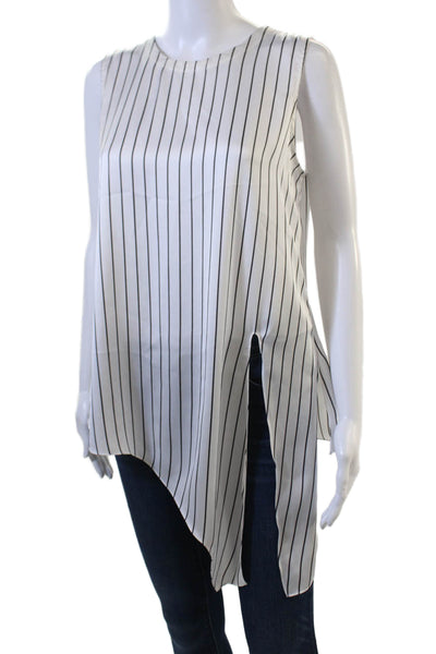 Theory Women Tunic Sleeveless Striped White Blouse Size S