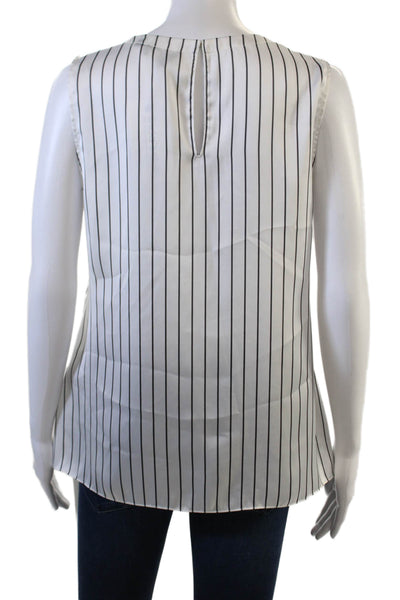 Theory Women Tunic Sleeveless Striped White Blouse Size S