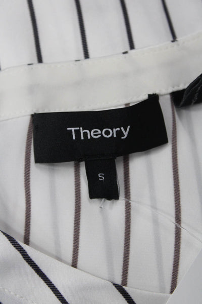 Theory Women Tunic Sleeveless Striped White Blouse Size S