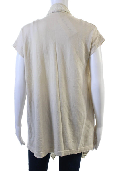 Rivamonti Women Beige Short Sleeve Cotton Blend Sweater Bohemian Size S