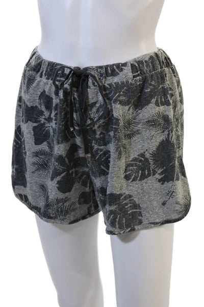 Z Supply Unisex Gray Floral Sweat Shorts Drawstring Size M