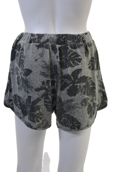 Z Supply Unisex Gray Floral Sweat Shorts Drawstring Size M