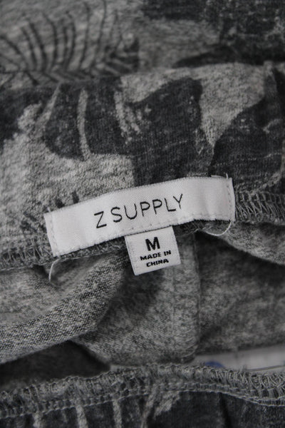 Z Supply Unisex Gray Floral Sweat Shorts Drawstring Size M