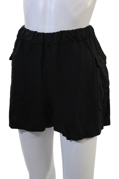 Saks Fifth Avenue Unisex Black Linen Cargo Shorts Size S