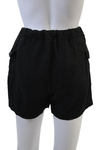 Saks Fifth Avenue Unisex Black Linen Cargo Shorts Size S