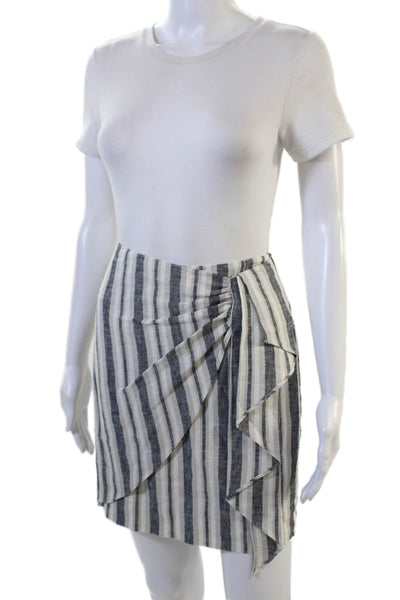 Intermix Women Mini Wrap Skirt Beige Striped Linen Viscose Size S