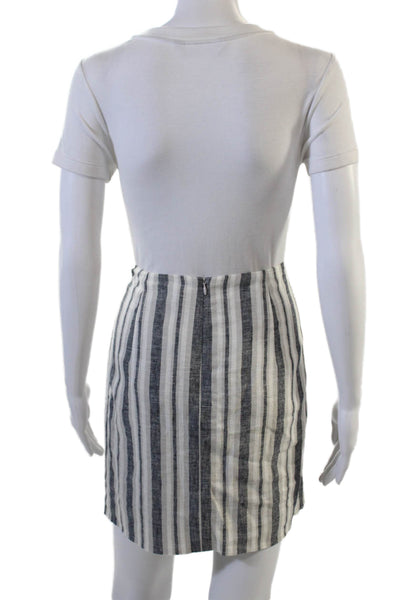 Intermix Women Mini Wrap Skirt Beige Striped Linen Viscose Size S