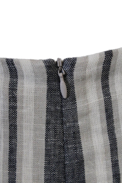 Intermix Women Mini Wrap Skirt Beige Striped Linen Viscose Size S