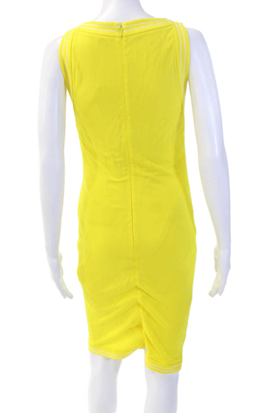 Dsquared2 Women Bodycon Pencil Dress Yellow Sleeveless Crew Neck Size M
