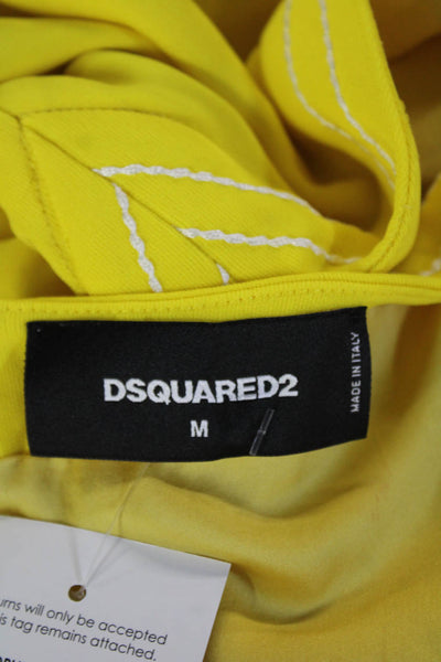 Dsquared2 Women Bodycon Pencil Dress Yellow Sleeveless Crew Neck Size M