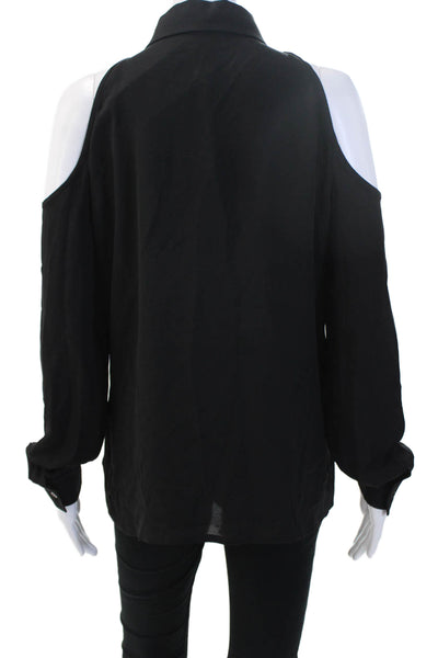 Michael Kors Collection Womens Black Cotton Buttonup Blouse Long Sleeve Size 10