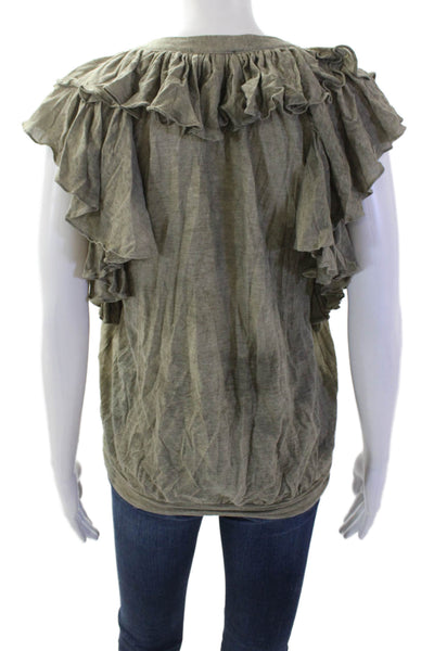 Ralph Lauren Blue Label Women Green Cotton Boho Button-Up Blouse Size S