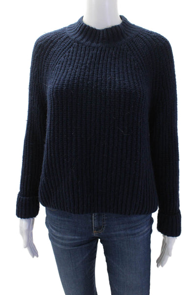 Topshop Women Dark Blue Crew Neck Pullover Sweater Long Sleeve Acrylic Size 4