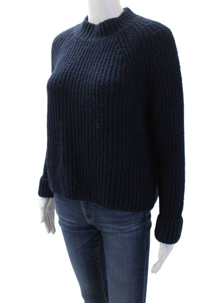 Topshop Women Dark Blue Crew Neck Pullover Sweater Long Sleeve Acrylic Size 4