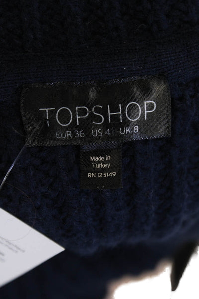 Topshop Women Dark Blue Crew Neck Pullover Sweater Long Sleeve Acrylic Size 4