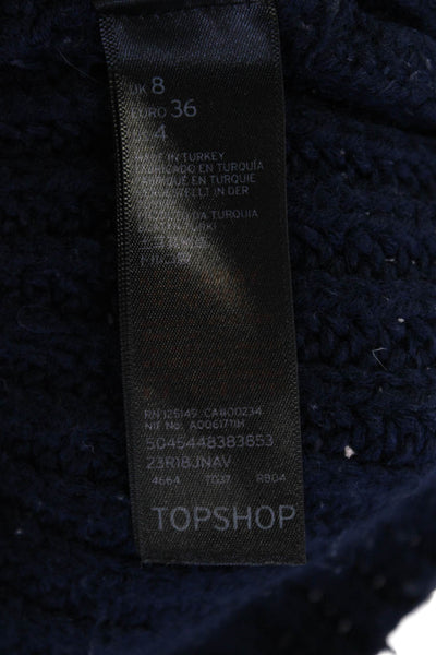 Topshop Women Dark Blue Crew Neck Pullover Sweater Long Sleeve Acrylic Size 4