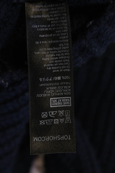 Topshop Women Dark Blue Crew Neck Pullover Sweater Long Sleeve Acrylic Size 4