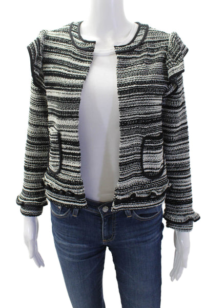 Club Monaco Women Black Striped Blazer Long Sleeve Size XS