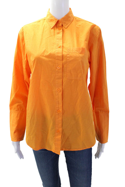 J Crew Womens Orange Cotton Collared Button-Up Long Sleeve Size 0