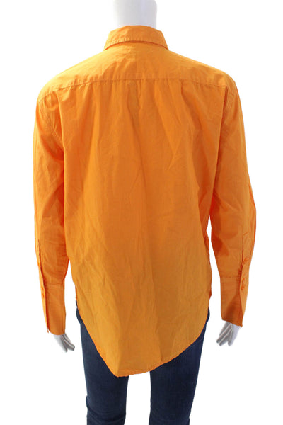 J Crew Womens Orange Cotton Collared Button-Up Long Sleeve Size 0
