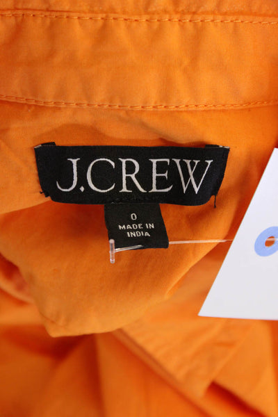 J Crew Womens Orange Cotton Collared Button-Up Long Sleeve Size 0