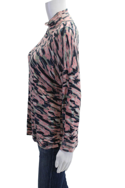 Kokun Womens Black Camo Mock Neck Long Sleeve Top Bamboo-Cashmere Size S