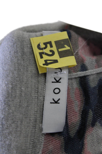 Kokun Womens Black Camo Mock Neck Long Sleeve Top Bamboo-Cashmere Size S