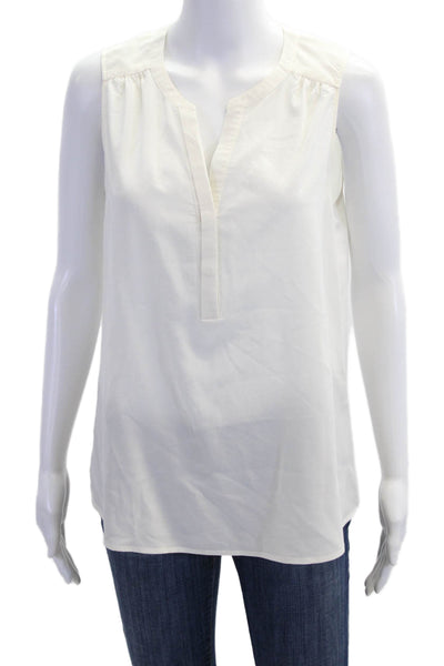 Ecru Women Basic Sleeveless Silk Blouse White Size L
