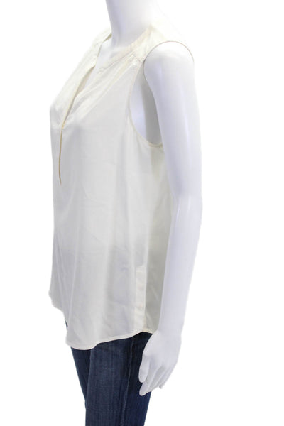 Ecru Women Basic Sleeveless Silk Blouse White Size L