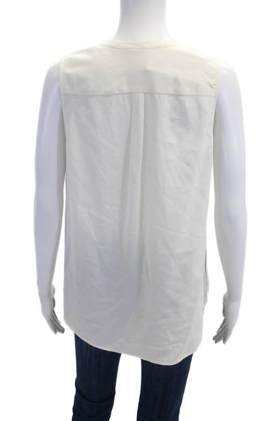 Ecru Women Basic Sleeveless Silk Blouse White Size L