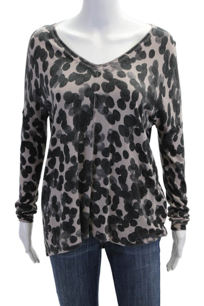 Kokun Womens Leopard V-Neck Long Sleeve Bamboo Cashmere Top Size M