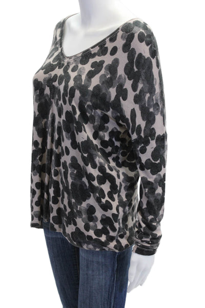 Kokun Womens Leopard V-Neck Long Sleeve Bamboo Cashmere Top Size M