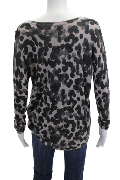 Kokun Womens Leopard V-Neck Long Sleeve Bamboo Cashmere Top Size M