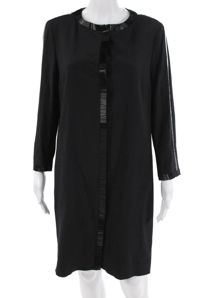 Escada Women Shift Dress Black Long Sleeve Knee Length Size 38