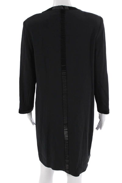 Escada Women Shift Dress Black Long Sleeve Knee Length Size 38